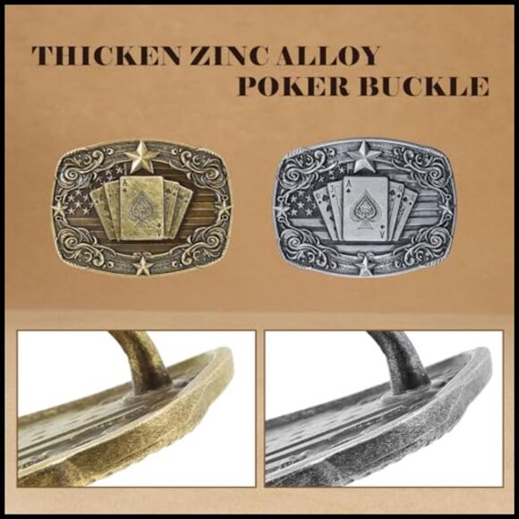 Western Leather Belt with Detachable Poker Buckle, Adjustable Fit main image 5